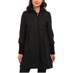 Black DKNY Hooded Babydoll Wool coat size 12